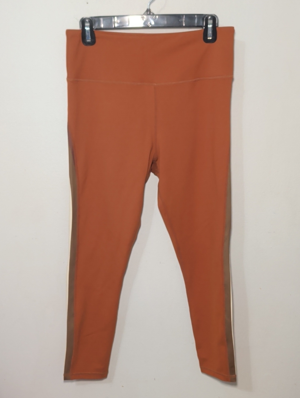 Zyia Active Joplin Stripe Light n Tight Hi-Rise Leggings Burnt Orange Size 12